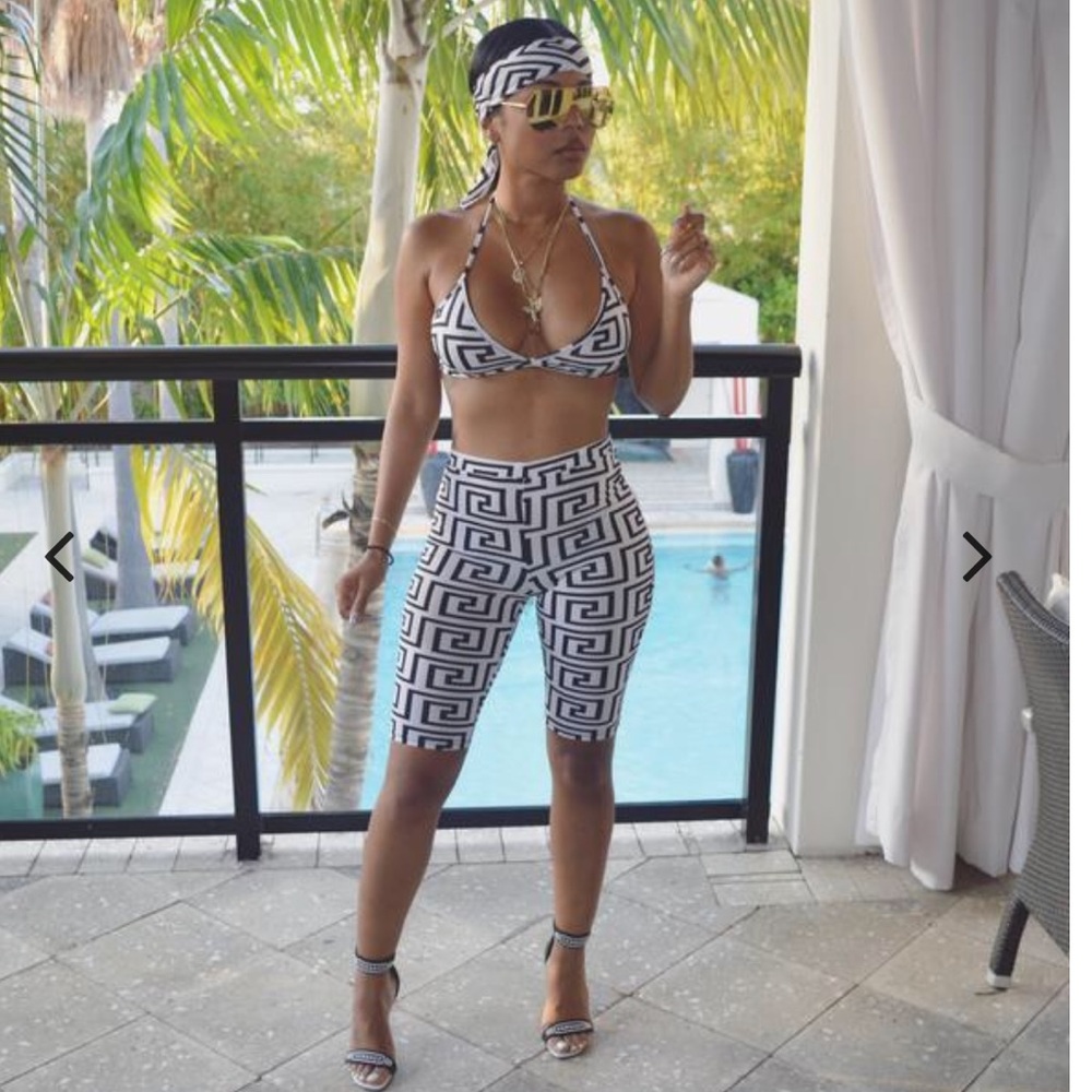 Maze Set black and white bodycon